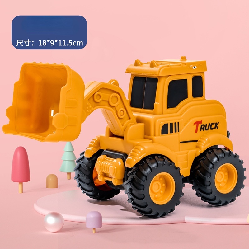 Mainan Anak Tekan Slide Bolak Balik Kendaraan Teknik Excavator Fun Bulldozer Hadiah Mainan Anak