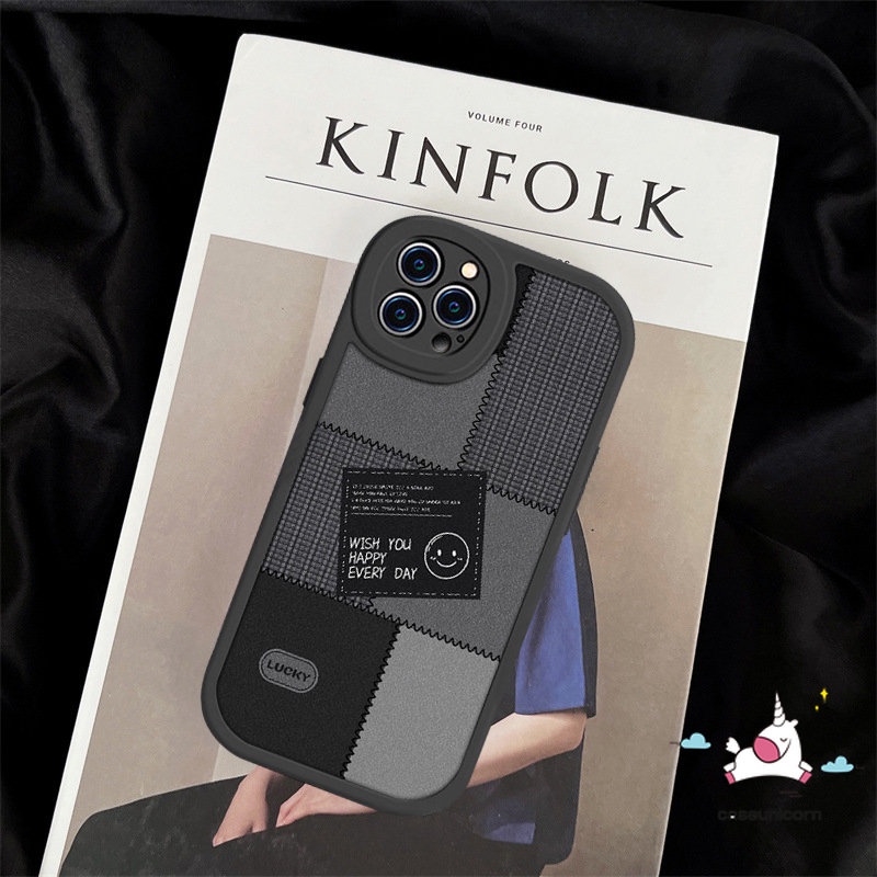 Untuk Samsung A50 A14 5G A13 A04 A50s A04s A30s A12 A02s A32 A03 A23 A72 A22 A53 A03s A52 A11 A10s A52s A31 A73 A21s A33 A20s A20 A71 A51 Smiley Black Label Jahitan Tpu Couple Case