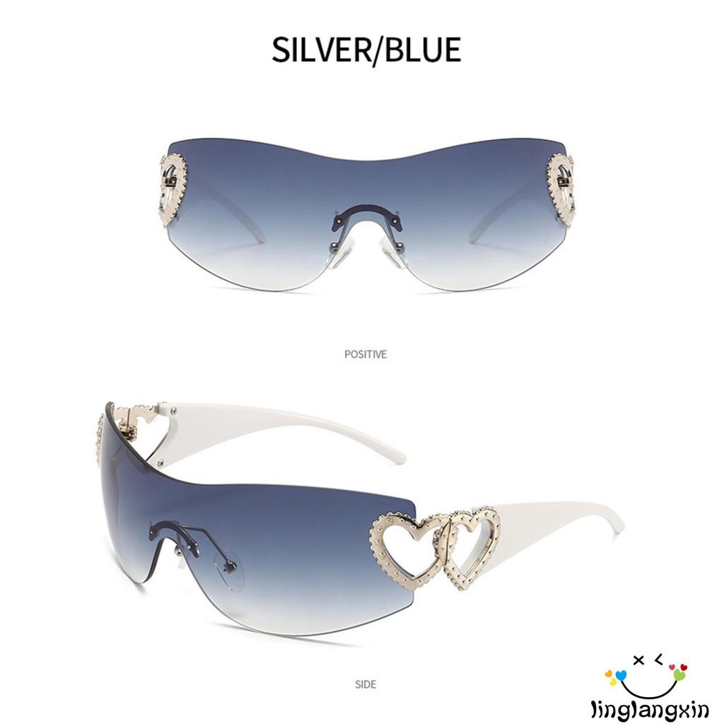 Llx-wanita Kacamata Matahari Olahraga Luar Ruangan Potongan Hati Ringan Tanpa Bingkai Untuk Perlindungan UV Mengemudi Pantai