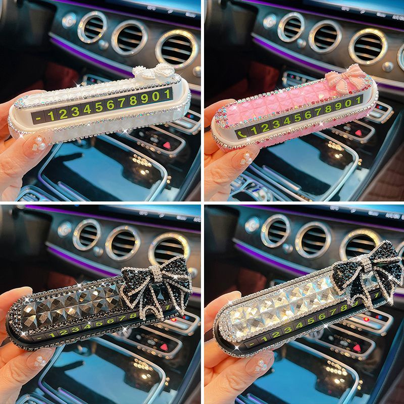 Berlian Gaya Baru Kreatif Mobil Tanda Parkir Sementara Kartu Nomor Telepon Bergerak Tersembunyi Unik Disesuaikan Mobil Bergerak Perempuan