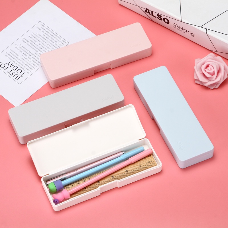 Gaya Nordic Warna Solid Tempat Pensil Minimalis Sederhana Retro Matte Kotak Makeup Brush Storage Organizer Frosted Plastik Kotak Kapasitas Besar