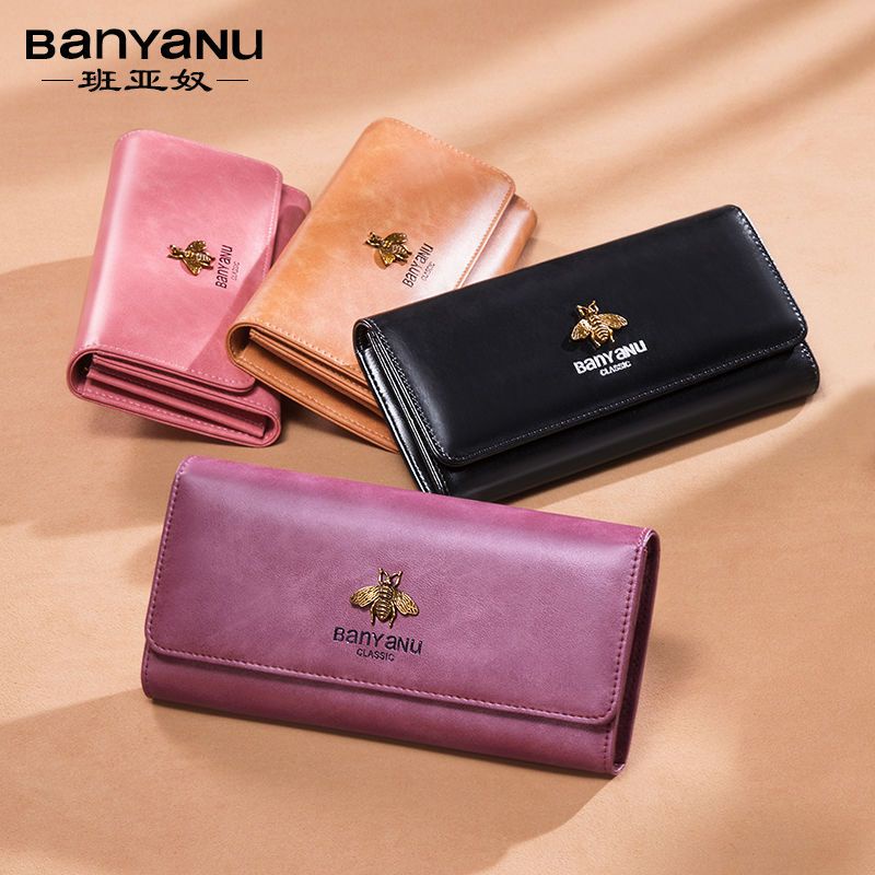 Sera Dompet Panjang Wanita Bagian 2023 Gaya Korea Baru Kulit Sapi Multi-Kartu Fungsi Dompet Fashion Retro Wanita Kopling tas