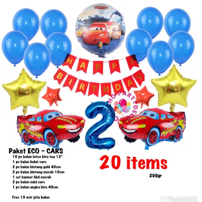 

⭐BISA COD⭐ (1set) Paket ulang tahun tema CARS dekorasi ultah cars hbd murah