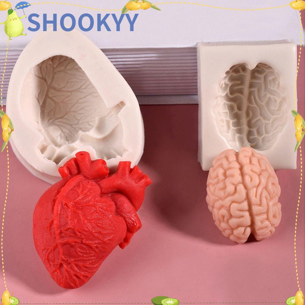 Chookyy Halloween Brain Heart Fondant Dekorasi Kue Drip Mold Cetakan Silikon