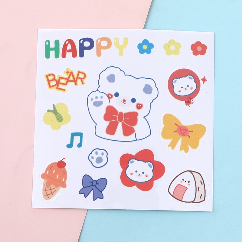 10lembar Kartun Beruang Hewan Lucu Tahan Air Cup Notebook Scrapbooking Stiker