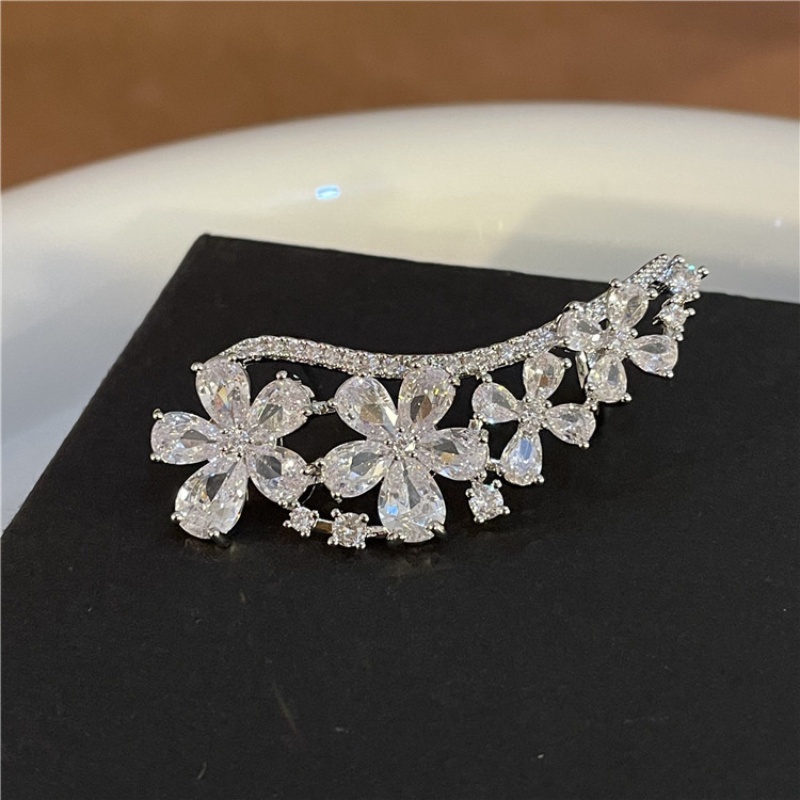 1pc Fashion Zirkon Bunga Anting Klip Anting Terintegrasi Kualitas Tinggi Anting Rohani