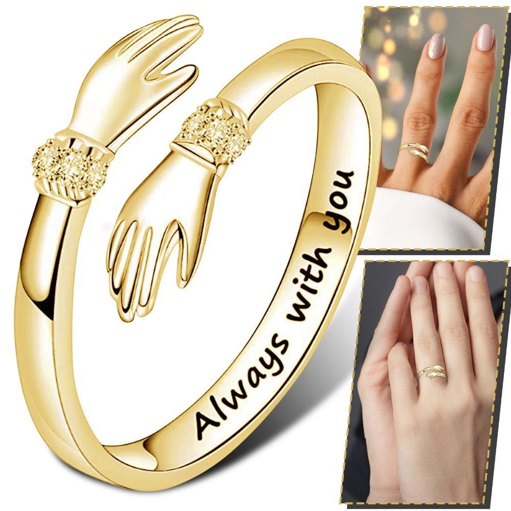 Needway   Hug Rings Minority Adjustable Fashion Hadiah Teman Terbaik Hadiah Hari Valentine Cincin Pasangan Perhiasan Gaya Korea