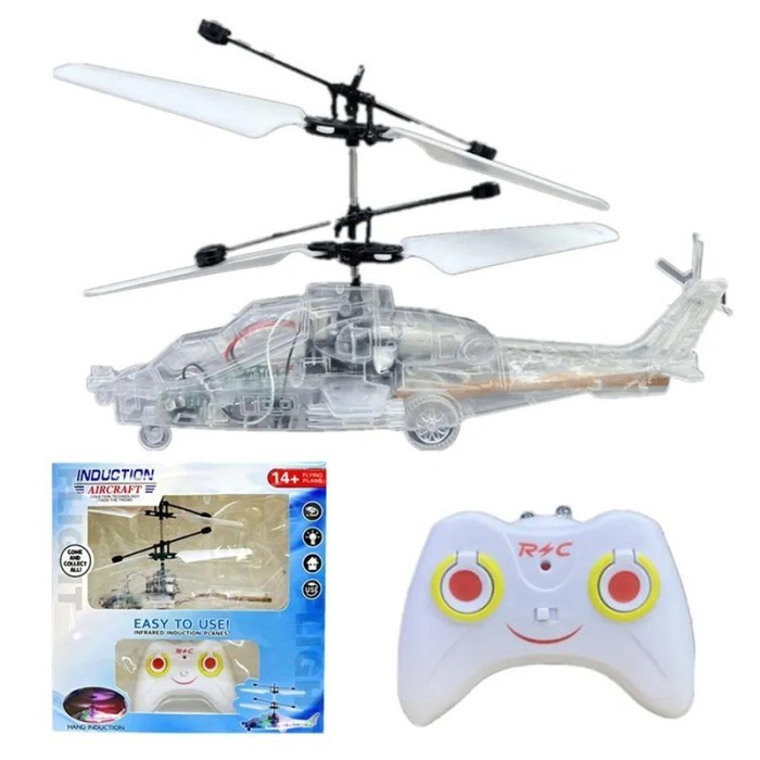 HELIDRONE FULL LED Remote Control Mainan Drone RC Helikopter Menyala Led Sensor Tangan