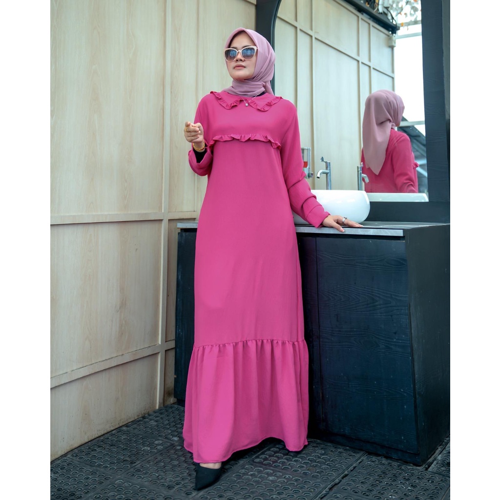 Amira dress / Gamis crinkle lengan panjang