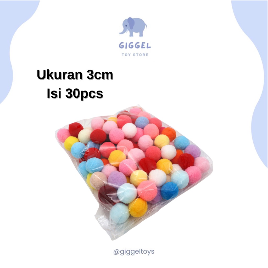 [ Giggel ] POMPOM 3cm 2cm/ bola bulu sorting color mengenal warna /bola bulu untuk menghitung/ sensory toys/ mainan anak