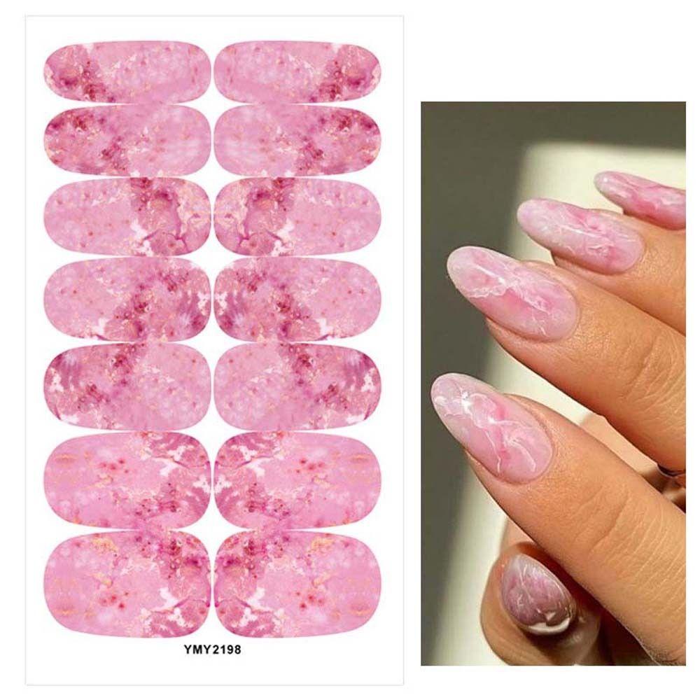 Needway Stiker Kuku Marmer Warna-Warni Fashion Full Cover Nail Tips Marble Halo Dye Self Adhesive Dekorasi Kuku