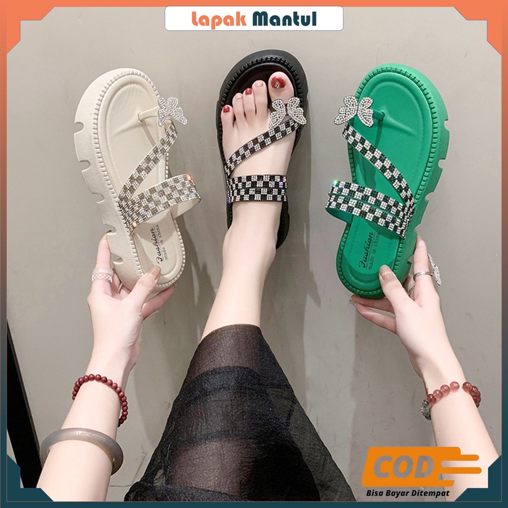 LM-0261 FREE BOX Sandal Wanita Wedges Butterfly New Fashion Wanita Premium Quality