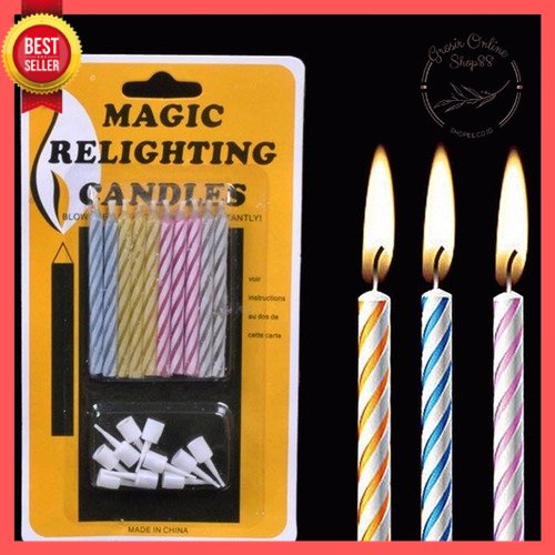 GOS -E401- Lilin Magic Ulang Tahun - Lilin Ulang Tahun - Candle Magic Relighting isi 10pcs