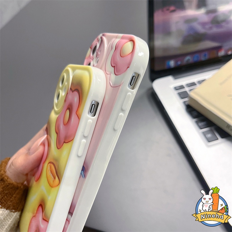 IPHONE Casing Kompatibel Untuk Iphone14 13 12 11 Pro Max X Xr Xs Max8 7 6 6s Plus SE 3D Vision ins Korea Lukisan Minyak Telepon Case Bantal Udara Shockproof Silikon Soft Case Cover Pelindung