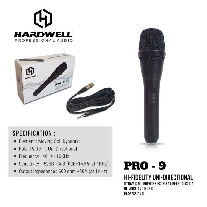 mic microphone kabel Hardwell Pro9 pro 9 black edition original