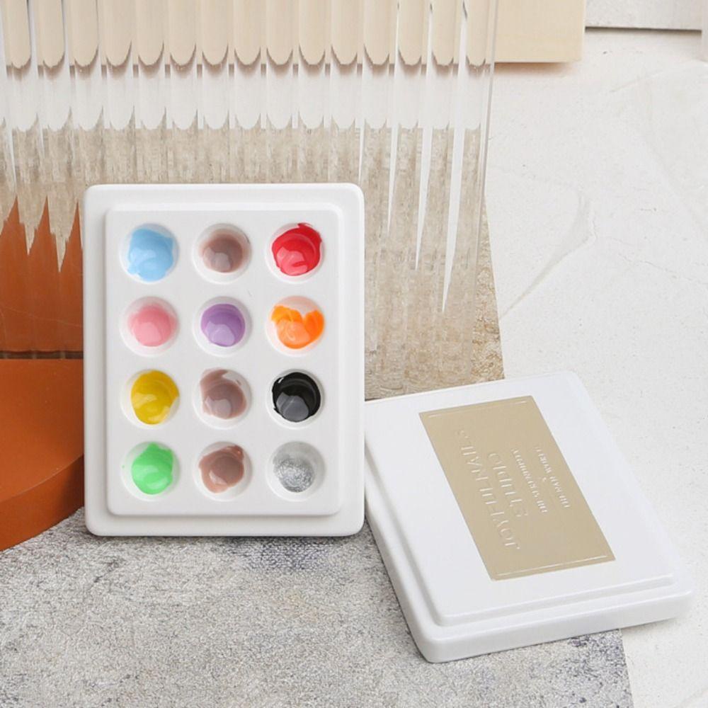Needway   Palet Kutek Ala Jepang Dengan Tutup Dust-proof Reuseable Manicure Decoration Tools
