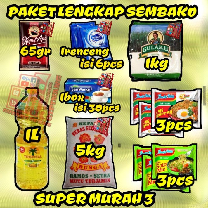 

PAKET SEMBAKO BERMERK LENGKAP SUPER MURAH 3