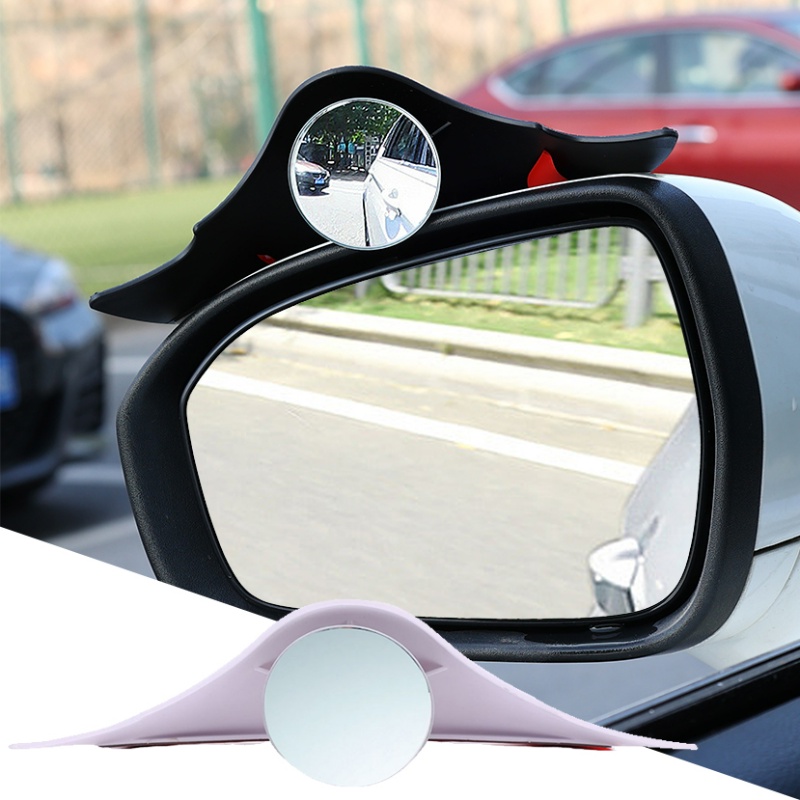 2pcs Kaca Bulat Mobil Convex Blind Spot Mirror/Wide-angle 360derajat Adjustable Kaca Spion Tambahan Yang Jernih Dengan Penutup Hujan