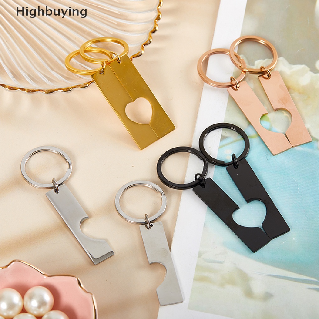 Hbid 2PCS Stainless Steel Puzzle Keychain Splice Love Gantungan Kunci Untuk Mengukir Metal Jig Keychain High Polished Mirror Polished Glory