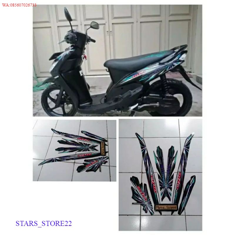 (ORI) STIKER STRIPING LES LIS BODI MOTOR YAMAHA MIO SPORTY TAHUN 2008 WARNA HITAM KUALITAS ORIGINAL 