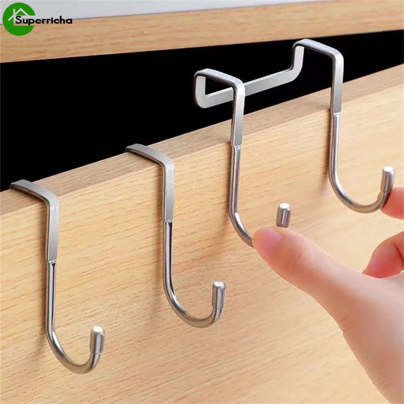 Hot Sale/[Unggulan] Rak Penyimpanan Pintu Lemari Bebas Paku Stainless Steel Kait Berbentuk S Ganda Pintu Belakang Dinding Dipasang Kait Handuk Topi Pakaian Pemegang