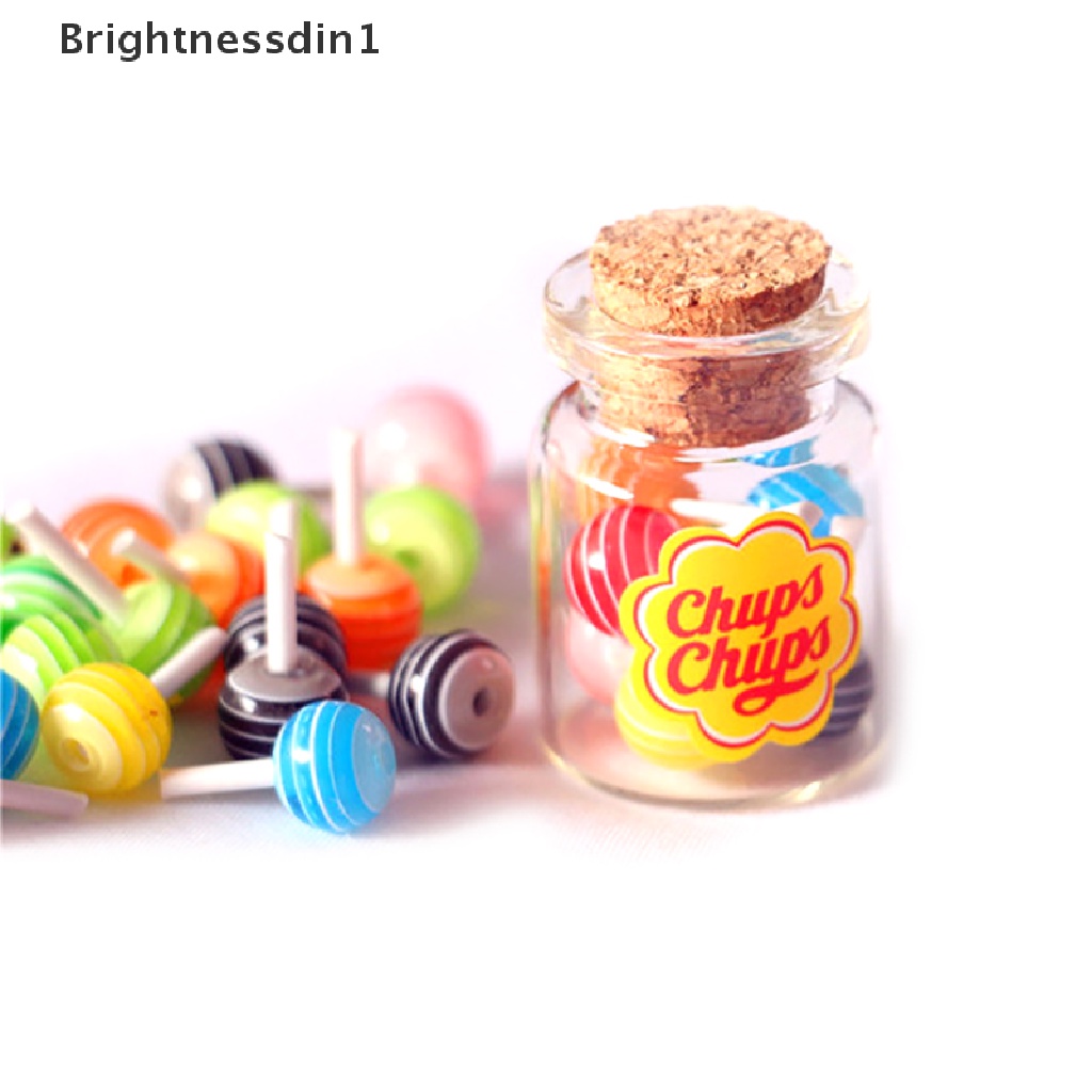 [Brightnessdin1] 1per12rumah Boneka Miniatur Makanan Dessert Gula Lolipop Dengan Case Holder Candys Boutique