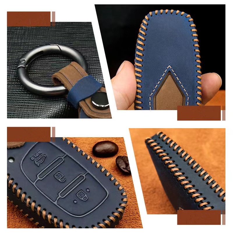 Untuk HYUNDAI Kantong Kunci Mobil Leather Case Key Chain Kulit Asli Key cover keyfob