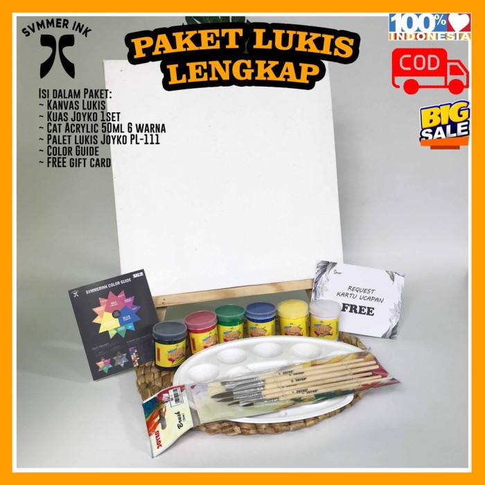 

DISKON WARNA/ Painting Kit | Paket Lukis Lengkap dan Termurah!! | Canvas 20 x 20 - S - Medium, 20x30