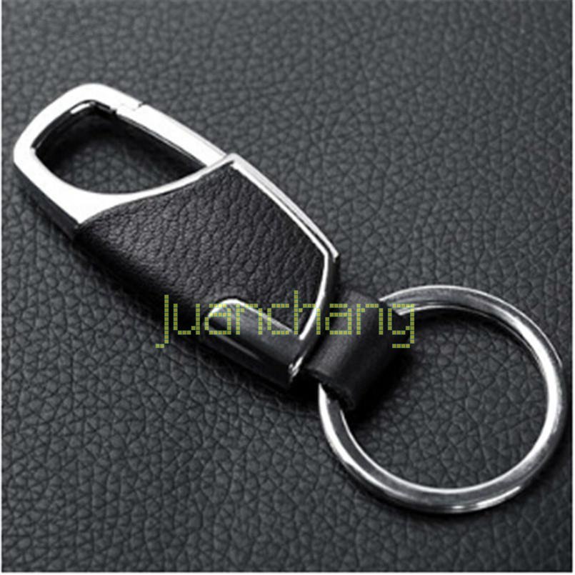 Kulit Stainless Steel Metal Modern Sporty Remote Gantungan Kunci Mobil Key ring Hadiah Bisnis Tempat Kunci