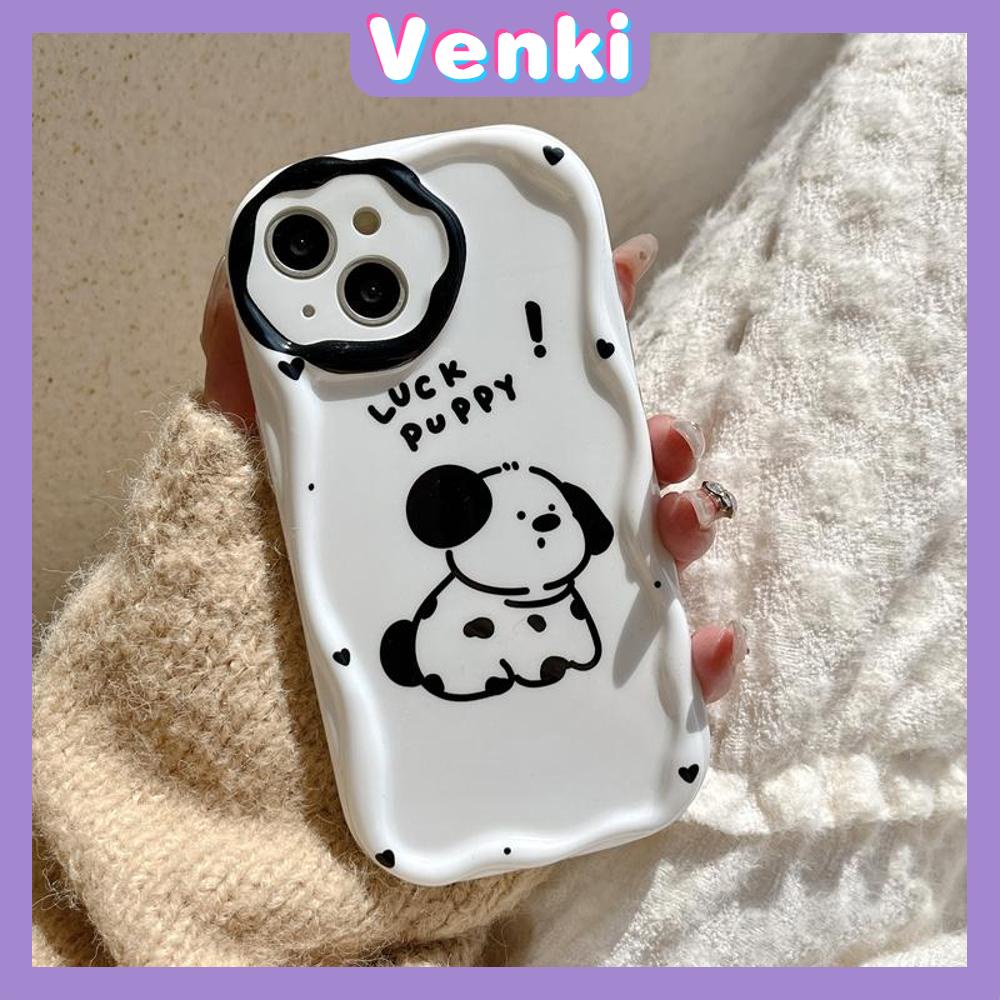 Case iPhone 11 Pro Max TPU Soft Glossy White Curved Wave Case Cute Cartoon Dog Camera Protection Shockproof For iPhone 14 13 12 11 Plus Pro Max 7 Plus X XR