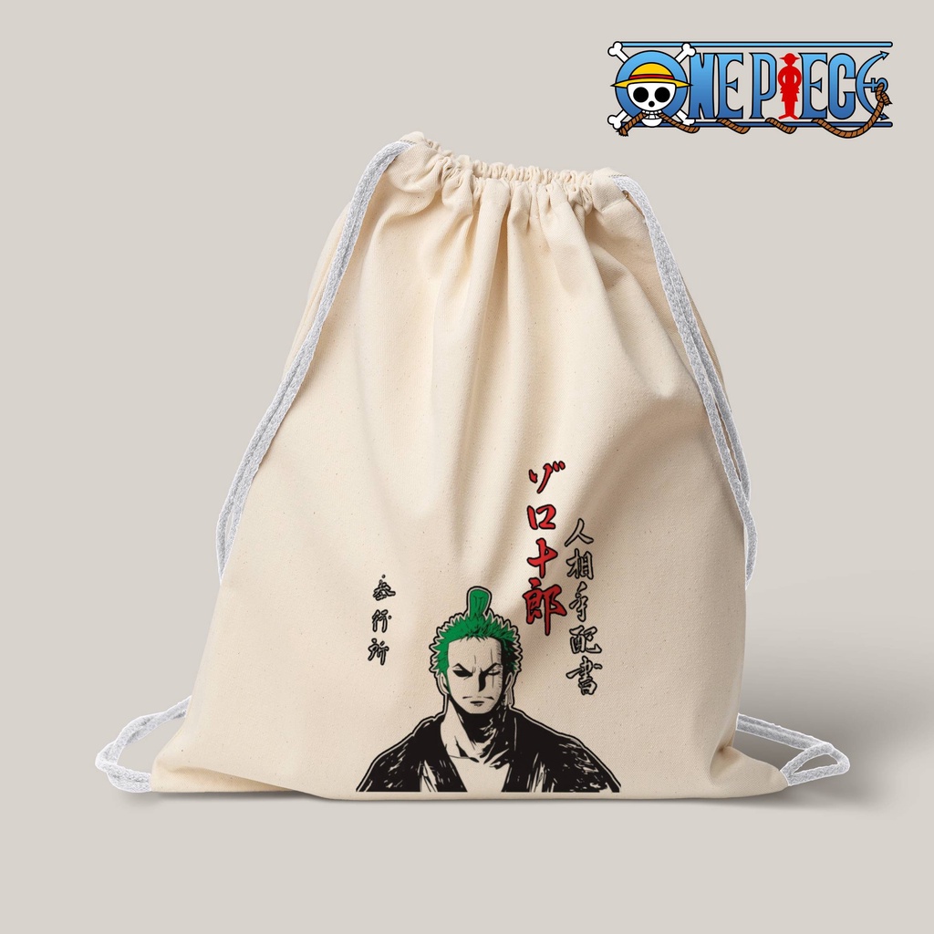 Stringbag ANIME One piece Roronoa zoro String bag , Tas Serut canvas premium totebag