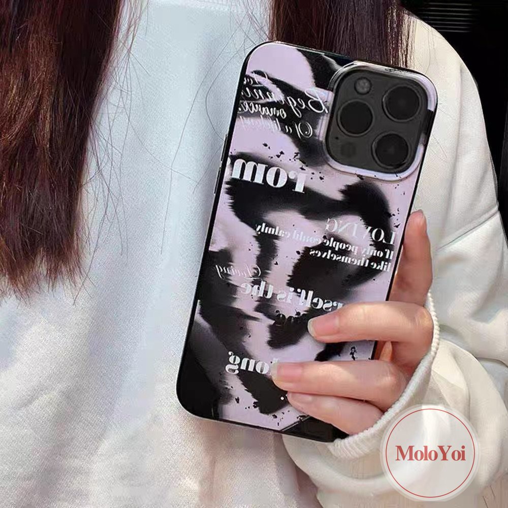 IPHONE Case Kompatibel Untuk Iphone11 7plus 14 Pro Max X XS Max7 8 Plus XR 13 12 Pro Max SE 2020 Huruf Inggris Halo Dyed Cat Air Shockproof Protection Camera Glossy Halus Soft Cover