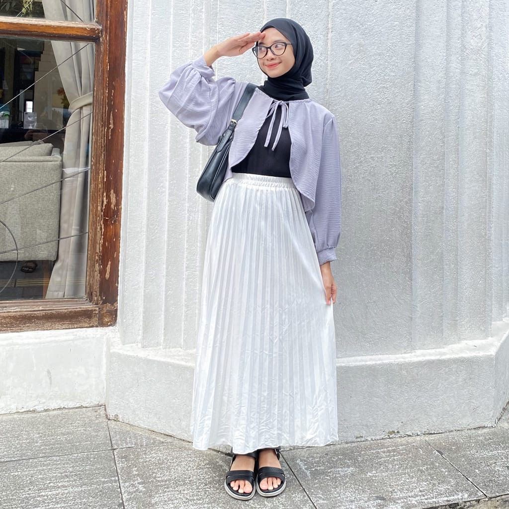 BEFAST - ZFS CARDIGAN KINA / MORINA CRINCLE OUTER / OOTD Wanita Ala Style Korean / Pakaian Kekinian Remaja ABG Trendy / Outer Crop Polos / Fashion Wanita Hijab Style Terlaris / Cardigan Tali Ikat Depan