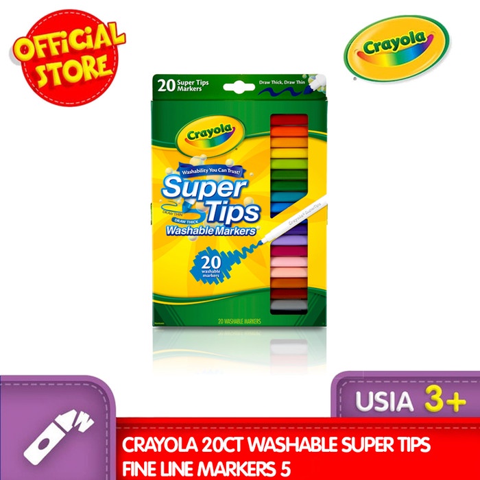 

PRODUK TERLARIS !!! CRAYOLA 20ct Washable Super Tips Fine Line Markers 5