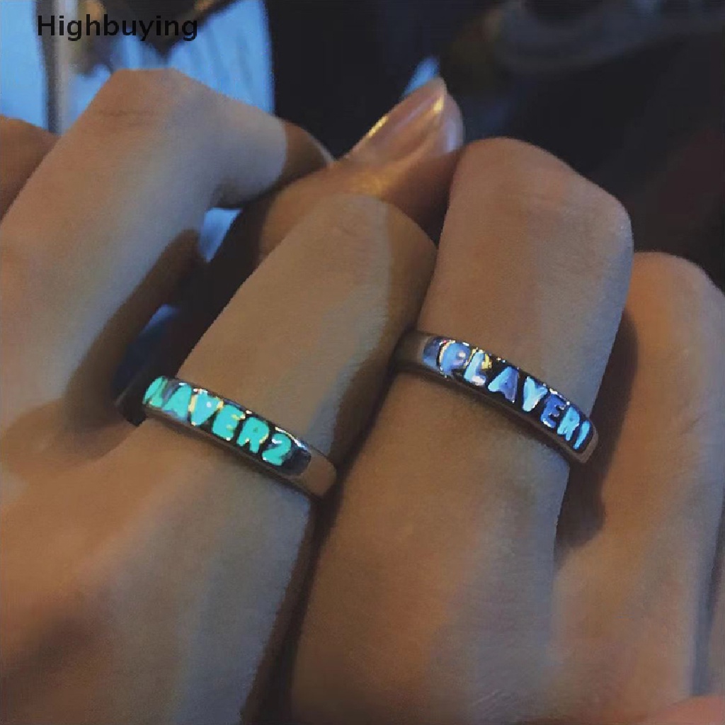 Hbid Baru Bercahaya Cincin Untuk Pasangan Bercahaya Dalam Gelap Cincin Untuk Wanita Pria Warna Perak Perhiasan Adjustable New Fashion Rings Glory