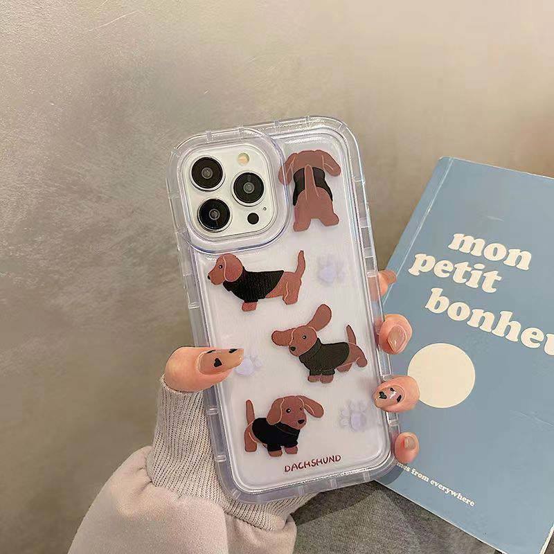 IPHONE Soft Phone Case Kompatibel Untuk Iphone14 13 11 12 Pro XS Max X Xr7 +8 Plus Casing Anjing Lucu TPU Silikon Shockproof Cover