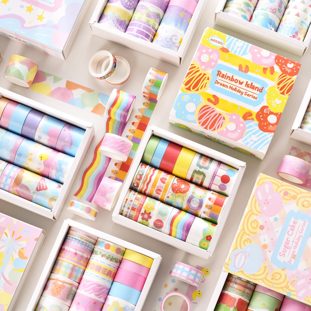 20roll Stiker Tape Seri Liburan Dream Warna-Warni Alat Tulis Siswa Deco DIY Washi Stiker Set Kotak