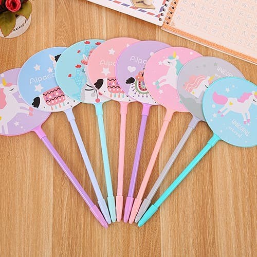 

1 LUSIN 12PCS PULPEN GEL MOTIF KIPAS LUCU IMUT / BOLPEN GEL PP63 - unicorn