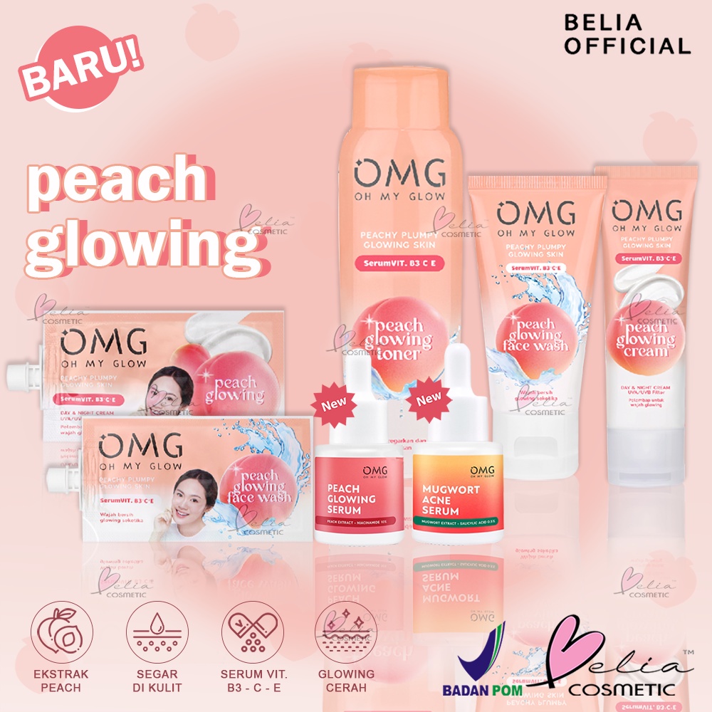 NILAM  OMG Peach Glowing Series | Peachy Plumpy Glowing Skin | Cream | Face Wash | Toner | Krim Wajah | Sabun Cuci Muka | BPOM Oh My Glow Glam