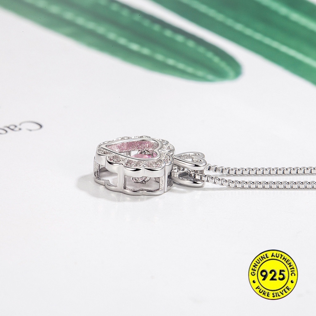 Kalung Frekuensi Detak Jantung Temperamen Minoritas Cinta Pink AAA Zirkon Pulsatile Jantung Liontin U1589