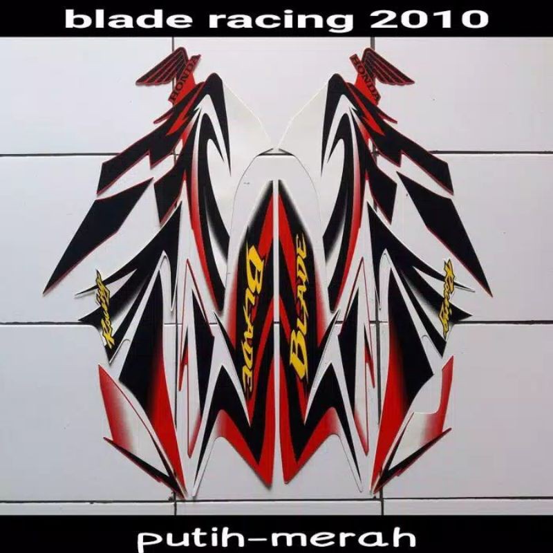 striping sticker lis body honda blade old lama 110 r thn 2010 2011 putih merah