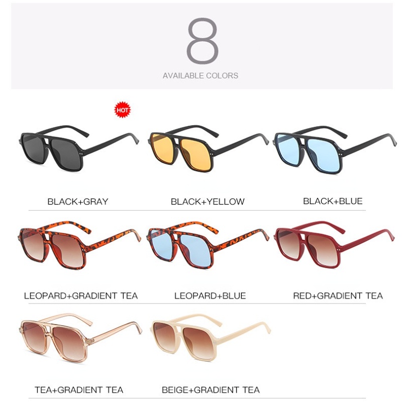 (YUZHU) Vintage Fashion Double Beam Oversized Frame Sunglasses Untuk Pria Western Fashion Candy Color Sunshade Sunglasses Untuk Wanita