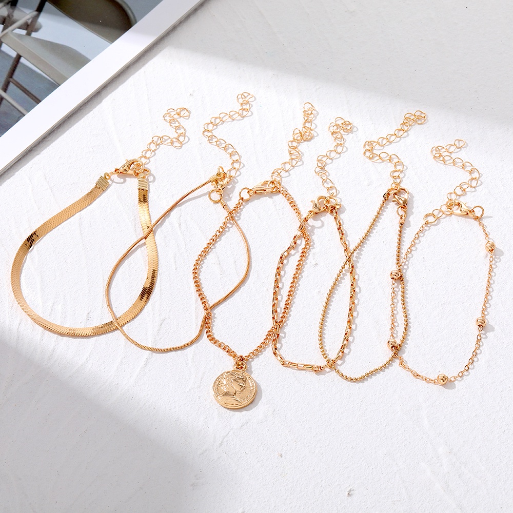 3per4/5-piece Set Gelang Kaki Kupu-Kupu Multi-layer Fashion Eropa Dan Amerika Bohemian Cross Bintang Berujung Lima Perhiasan Wanita Hadiah Set