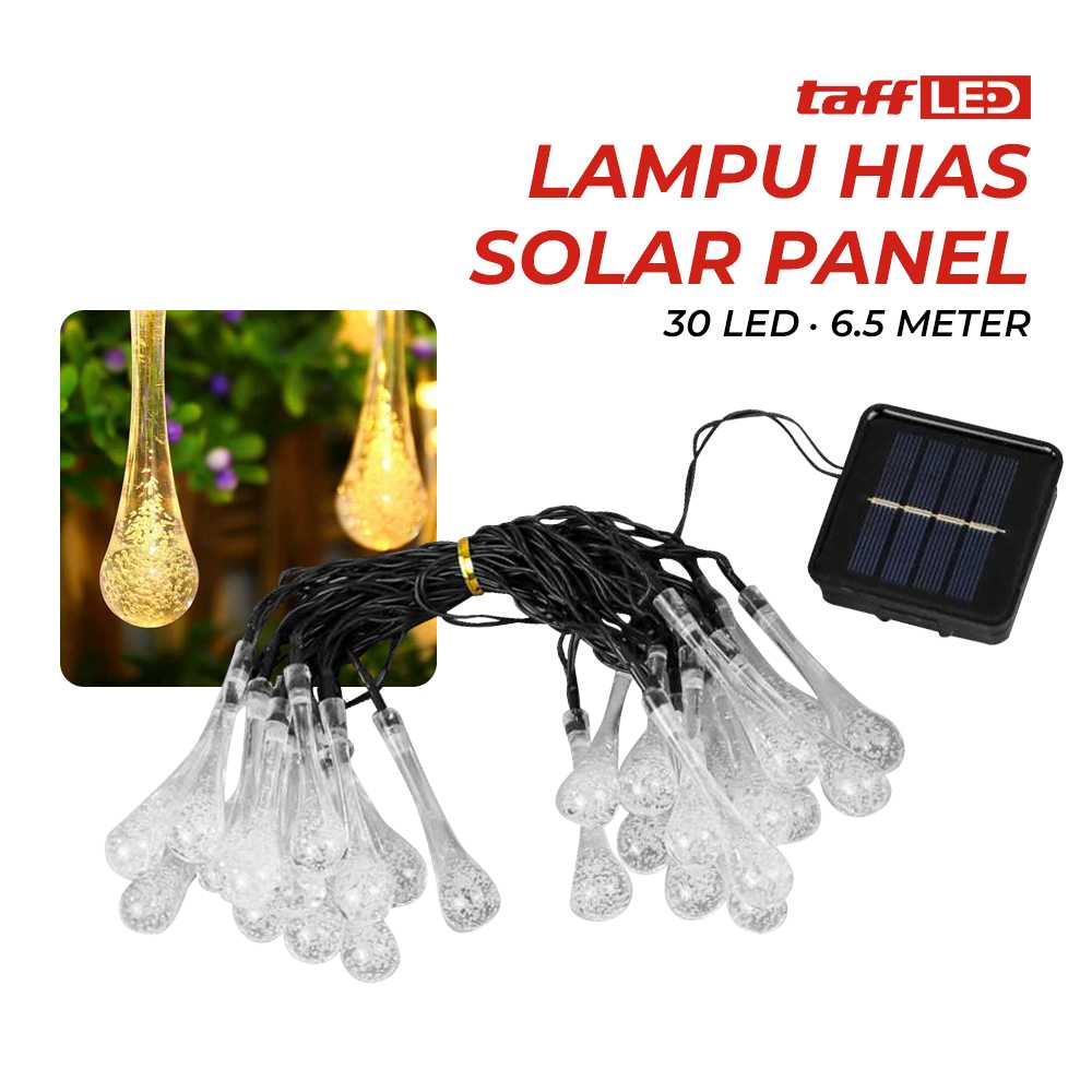 (BISA COD) FTIHSHP LED Lampu Hias String Lights Raindrop Solar 30LED 6.5M Warm White - SP030