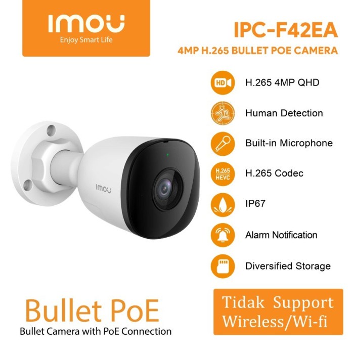 Imou IPC-F42EA 4MP POE Audio IP Camera Outdoor Paket CCTV Dahua