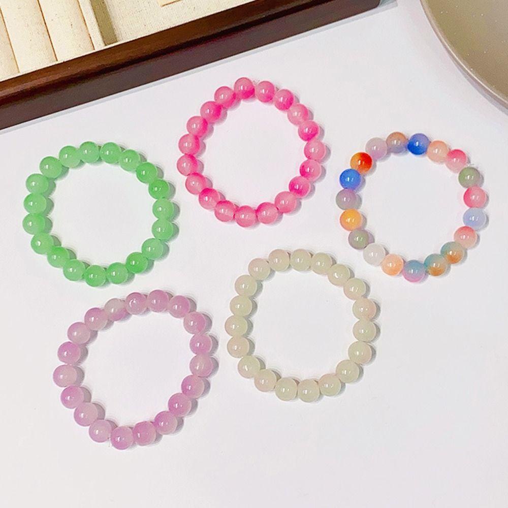 Mxbeauty Gelang Manik Giok Kepribadian Adjustable Gradient Bead Emerald Bangles Sekitar Cincin Jari Perhiasan Gaya China Perempuan Tangan Rantai