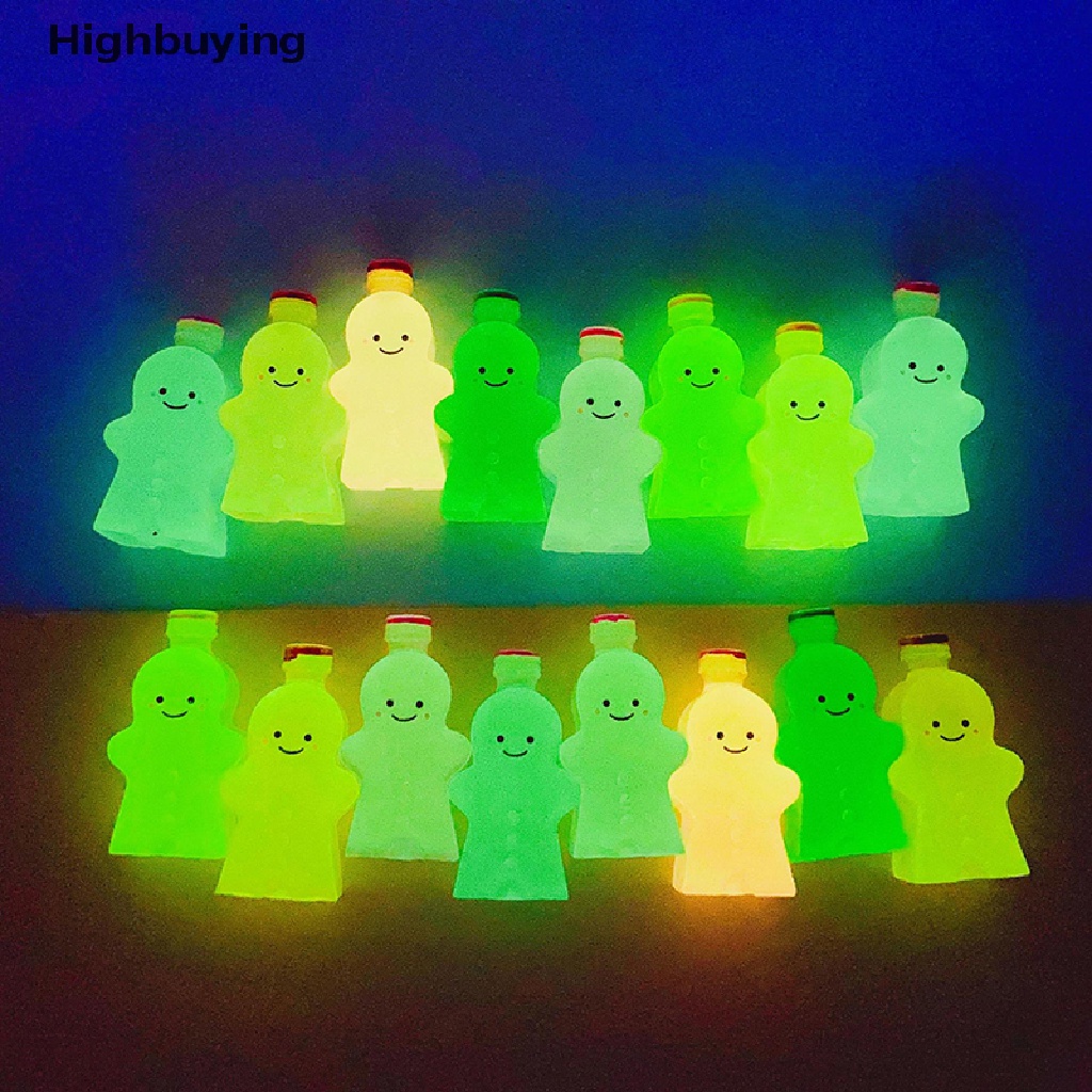 Hbid 2pcs Luminous Miniatur Gingerbread Man Angka Ornamen Lanskap Mikro Kartun Bercahaya Dalam Gelap Mainan Boneka Glory