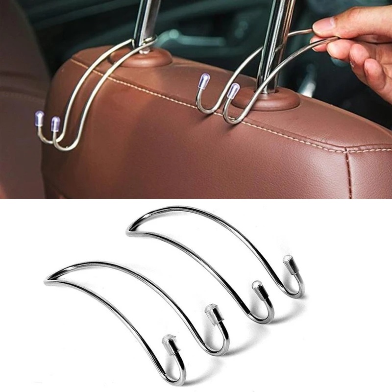 1pc Pengait Jok Mobil Logam Stainless Steel Car Hook Silver Penyimpanan Mobil Multi-Fungsi Car Seat Storage Hook Aksesoris Interior Mobil