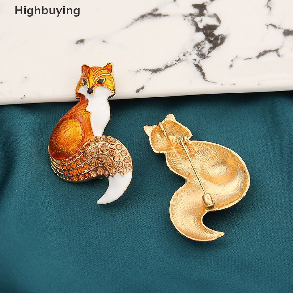 Hbid Vintage Berlian Imitasi Enamel Fox Bros Temperamen Kepribadian Multi-Warna Bros Logam Hewan Korsase Kerah Pin Syal Tas Pakaian Perhiasan Hadiah Glory