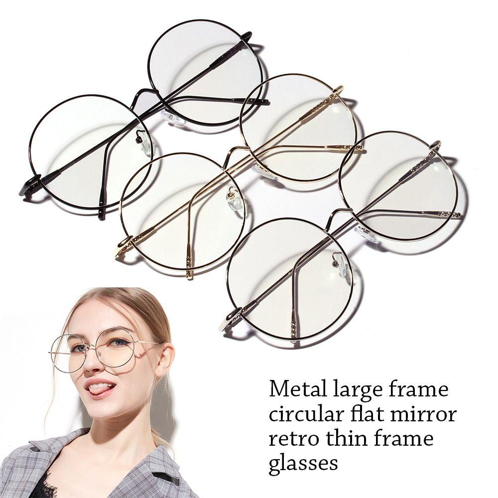 Kacamata Bulat Populer Vintage Vision Care Portable Metal Optical Glasses